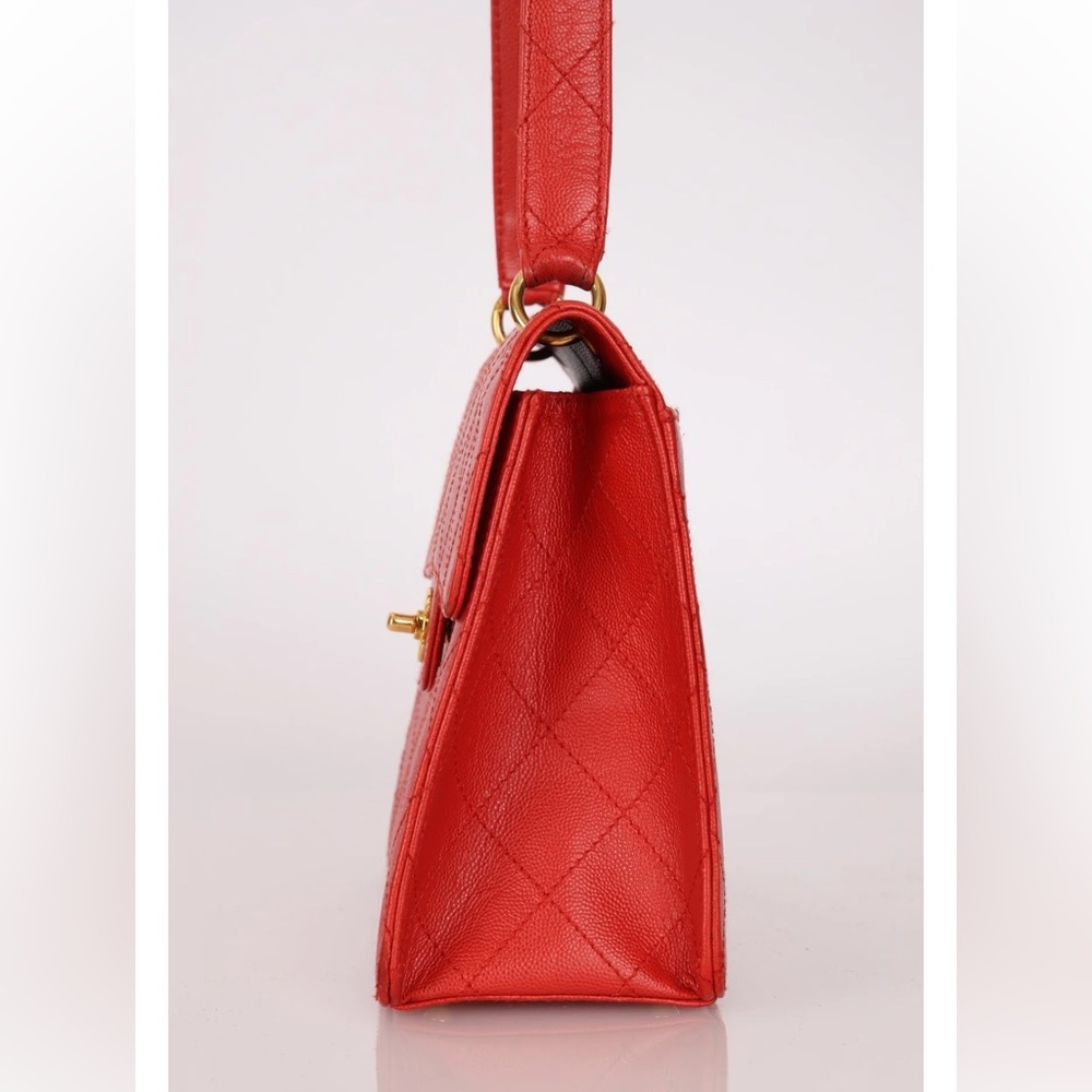 RARE 1997 vintage red Chanel Kelly 24k gold plated - Picture 5 of 17